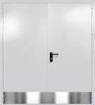 Двупольная глухая дверь ei-60 с отбойниками (цвет светло-серый RAL 7047)