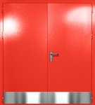 Двупольная глухая дверь ei-60 с отбойниками и ручками «антипаника» (цвет красный RAL 3020)