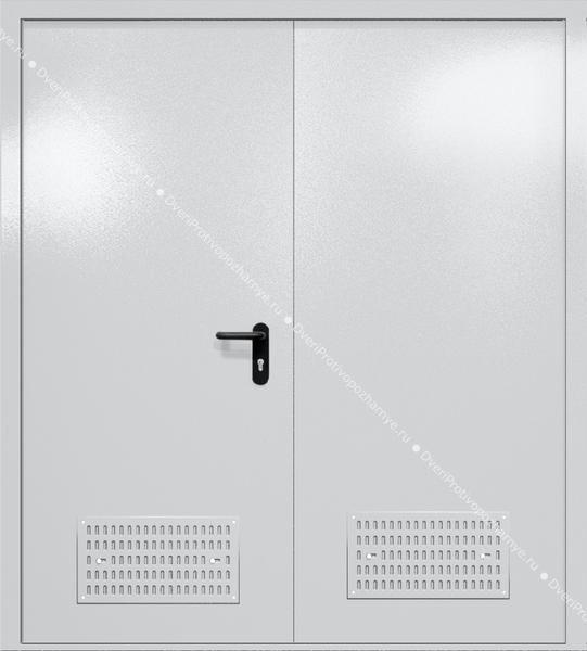 Двупольная глухая дверь ei-60 с вентиляцией (цвет светло-серый RAL 7047)