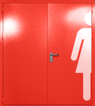 Двупольная глухая дверь ei-60 с обозначением санузла (цвет красный RAL 3020)