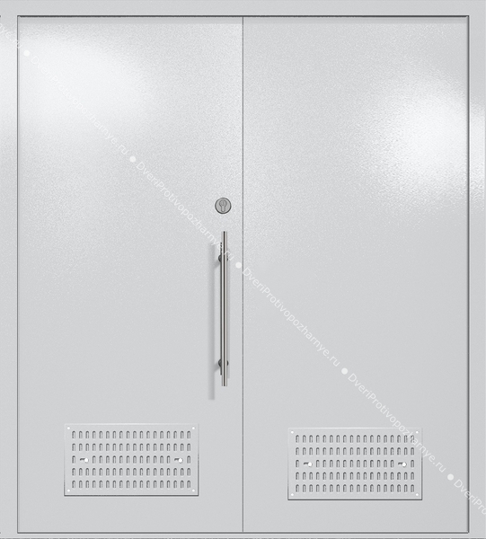 Двупольная глухая техническая дверь с вентиляцией (цвет светло-серый RAL 7047) Двупольная глухая техническая дверь с вентиляцией (цвет светло-серый RAL 7047)