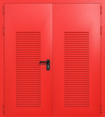 Двупольная глухая техническая дверь с вентиляцией (цвет красный RAL 3020)
