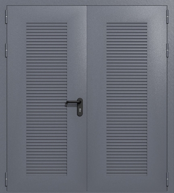 Двупольная глухая техническая дверь с вентиляцией (цвет темно-серый RAL 7015)