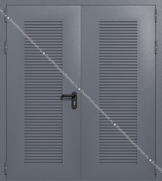 Двупольная глухая техническая дверь с вентиляцией (цвет темно-серый RAL 7015) Двупольная глухая техническая дверь с вентиляцией (цвет темно-серый RAL 7015)