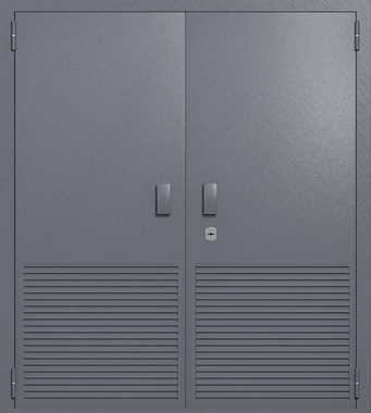 Двупольная глухая техническая дверь с вентиляцией (цвет темно-серый RAL 7015)