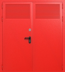 Двупольная глухая техническая дверь с вентиляцией (цвет красный RAL 3020)