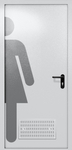 Однопольная глухая дверь ei-60 с обозначением санузла и вентиляцией (цвет светло-серый RAL 7047)