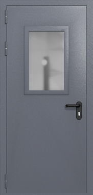 Однопольная дверь ei-60 со стеклом 600x400 (цвет темно-серый RAL 7015)