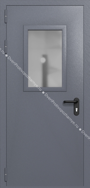 Однопольная дверь ei-60 со стеклом 600x400 (цвет темно-серый RAL 7015)