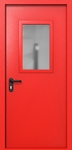 Однопольная дверь ei-60 со стеклом 600x400 (цвет красный RAL 3020)