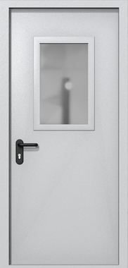 Однопольная дверь ei-60 со стеклом 600x400 (цвет светло-серый RAL 7047)