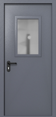 Однопольная дверь ei-60 со стеклом 600x400 (цвет темно-серый RAL 7015)