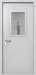 Однопольная дверь ei-60 со стеклом 600x400 и ручками хром (цвет светло-серый RAL 7047)