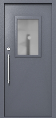 Однопольная техническая дверь со стеклом 600x400 (цвет темно-серый RAL 7015)