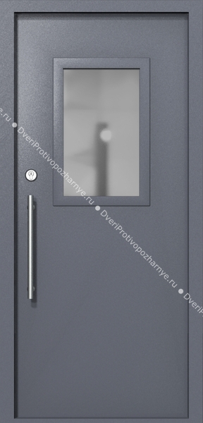 Однопольная техническая дверь со стеклом 600x400 (цвет темно-серый RAL 7015)