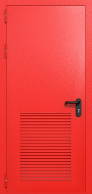 Однопольная глухая техническая дверь с вентиляцией (цвет красный RAL 3020)