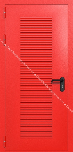 Однопольная глухая техническая дверь с вентиляцией (цвет красный RAL 3020) Однопольная глухая техническая дверь с вентиляцией (цвет красный RAL 3020)