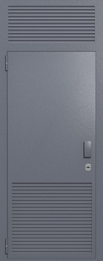 Однопольная глухая техническая дверь с верхней вставкой и вентиляцией (цвет темно-серый RAL 7015)