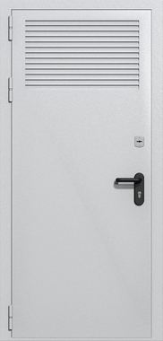 Однопольная глухая техническая дверь с вентиляцией (цвет светло-серый RAL 7047) Однопольная глухая техническая дверь с вентиляцией (цвет светло-серый RAL 7047)