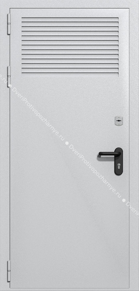Однопольная глухая техническая дверь с вентиляцией (цвет светло-серый RAL 7047) Однопольная глухая техническая дверь с вентиляцией (цвет светло-серый RAL 7047)