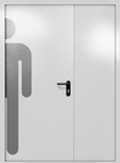 Полуторапольная глухая дверь ei-60 с обозначением санузла (цвет светло-серый RAL 7047)
