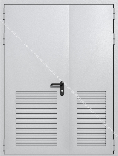 Полуторапольная глухая техническая дверь с вентиляцией (цвет светло-серый RAL 7047)