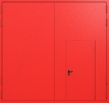 Распашные крупногабаритные ворота ei-60 с калиткой (цвет красный RAL 3020)