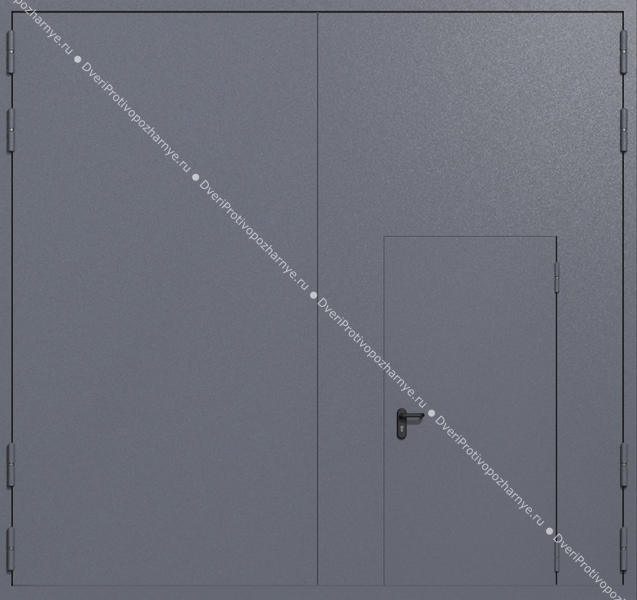 Распашные крупногабаритные ворота ei-60 с калиткой (цвет темно-серый RAL 7015)