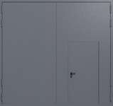 Распашные крупногабаритные ворота ei-60 с калиткой (цвет темно-серый RAL 7015)