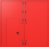 Распашные крупногабаритные ворота ei-60 с калиткой (цвет красный RAL 3020)