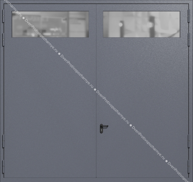 Распашные крупногабаритные ворота ei-60 с остеклением (цвет темно-серый RAL 7015) Распашные крупногабаритные ворота ei-60 с остеклением (цвет темно-серый RAL 7015)